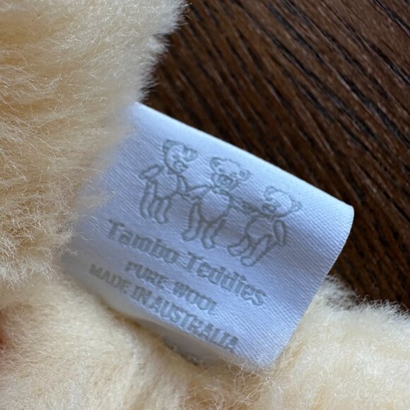 NWOT Sheepskin Flat Style Teddy Bear Cream Australia Tambo Teddies Wool - Picture 3 of 4